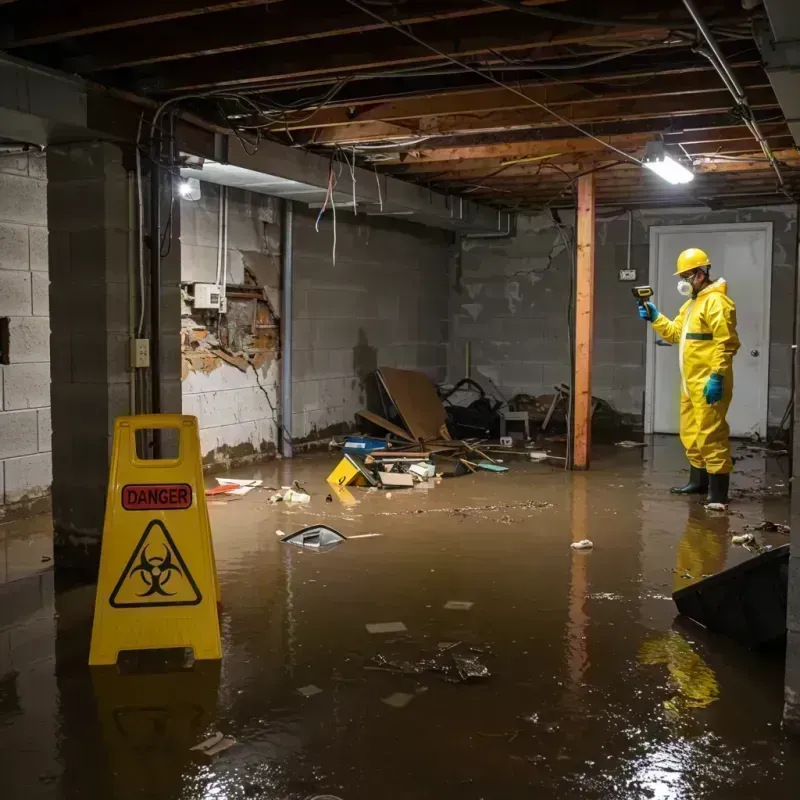 Flooded Basement Electrical Hazard in Freeburg, IL Property